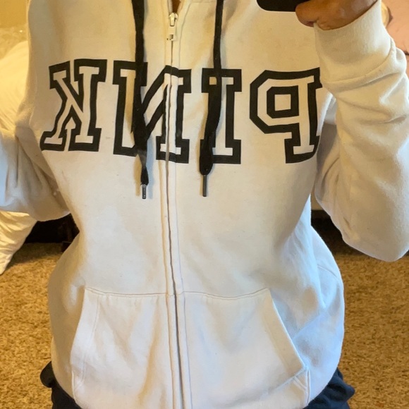 Off white Pink zip up hoodie - Picture 1 of 5